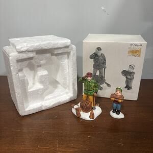 Vintage Dept 56 Heritage Village Collection Wood Cutter And Son Village Figures
